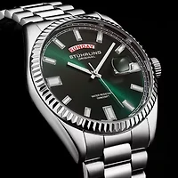 Stuhrling Mens Silver Tone Stainless Steel Bracelet Watch