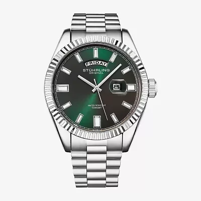 Stuhrling Mens Silver Tone Stainless Steel Bracelet Watch