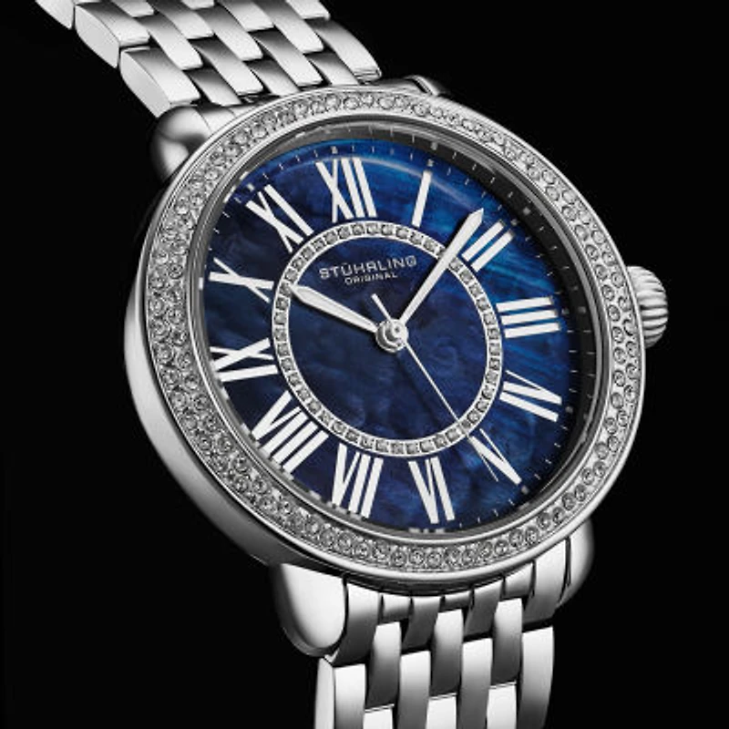 Stuhrling Womens Silver Tone Stainless Steel Bracelet Watch 4074.2
