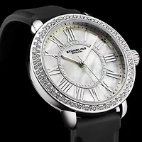 Stuhrling Womens Black Leather Strap Watch 4068.1