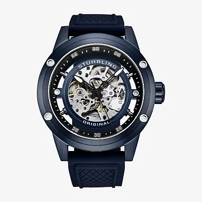 Stuhrling Mens Automatic Blue Strap Watch