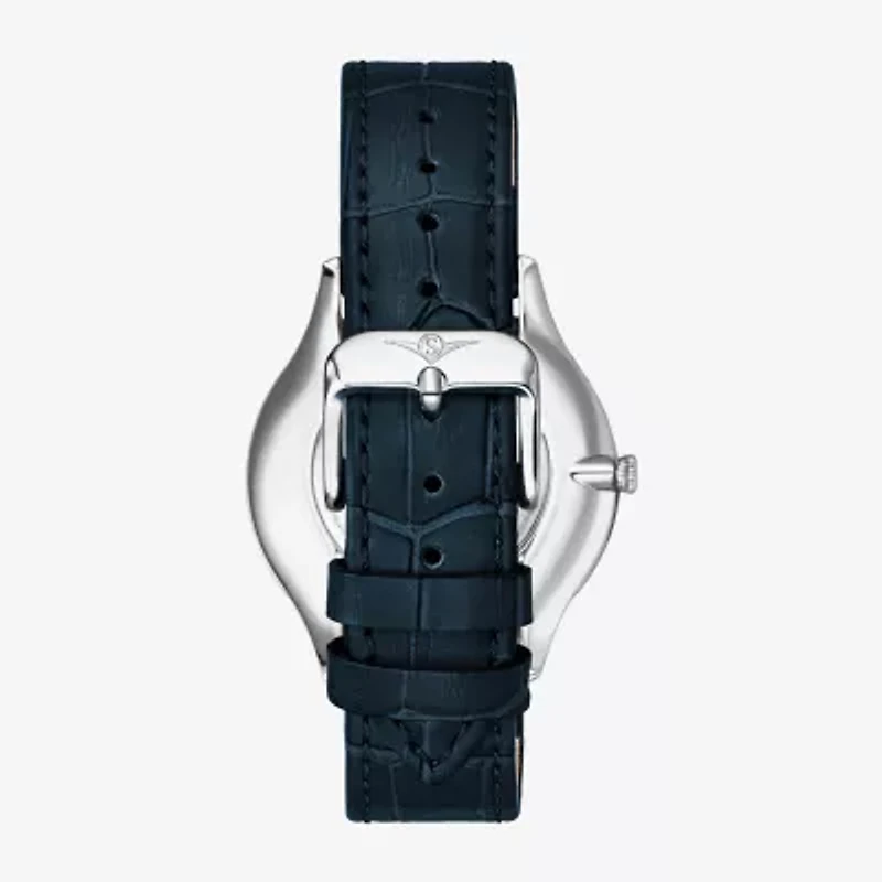 Stuhrling Womens Blue Leather Strap Watch 3985.2