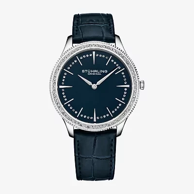 Stuhrling Womens Blue Leather Strap Watch 3985.2