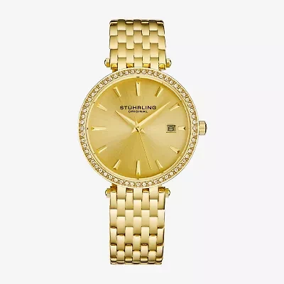 Stuhrling Womens Gold Tone Stainless Steel Bracelet Watch 3929.4
