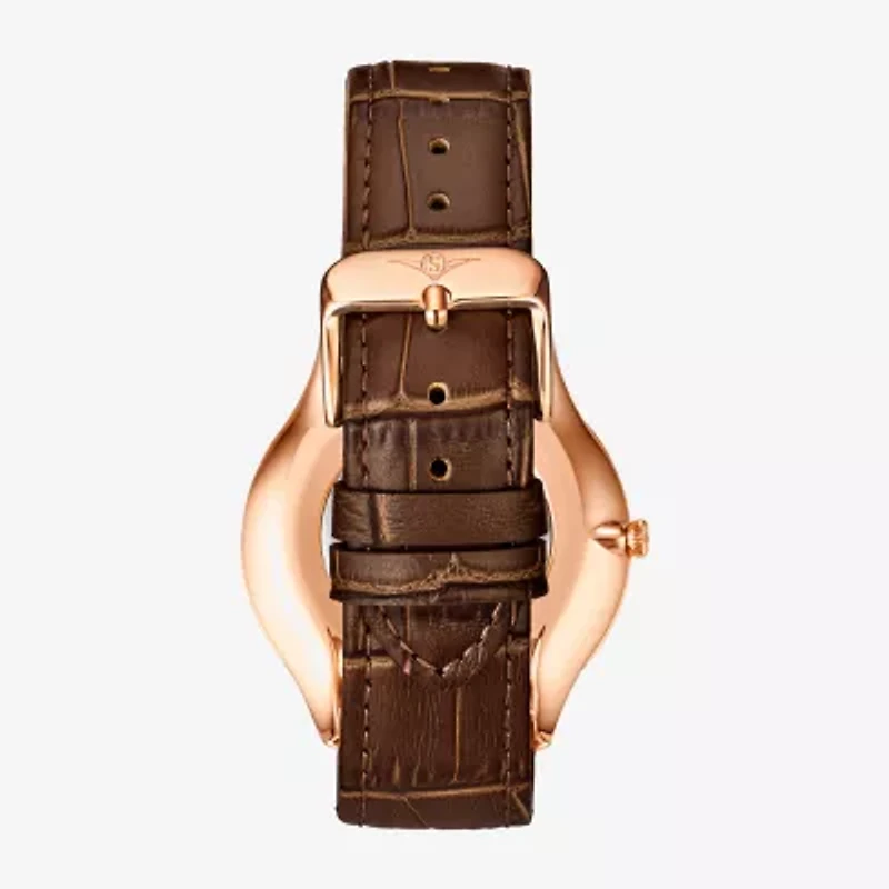 Stuhrling Mens Brown Leather Strap Watch 3984.5