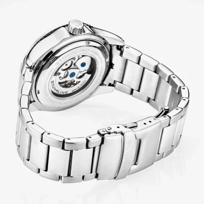 Stuhrling Mens Automatic Silver Tone Stainless Steel Bracelet Watch 3963.1
