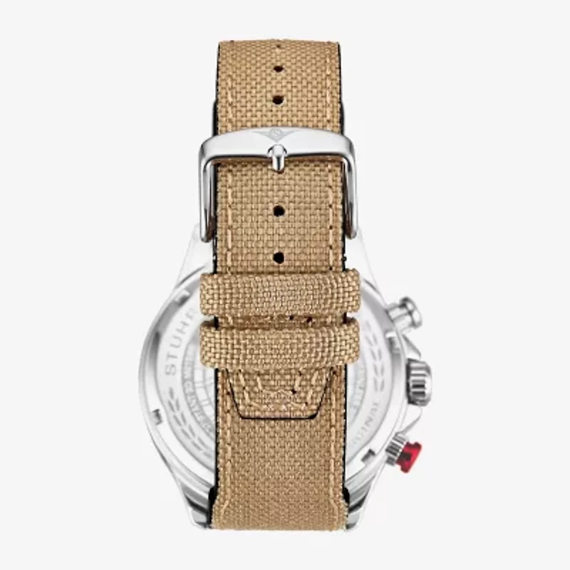 Stuhrling Mens Beige Leather Strap Watch 4029.1