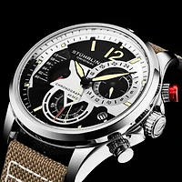 Stuhrling Mens Beige Leather Strap Watch 4029.1