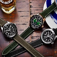 Stuhrling Mens Black Leather Strap Watch 3989.3