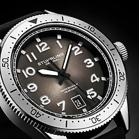 Stuhrling Mens Black Leather Strap Watch 3989.3