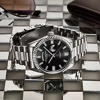 Stuhrling Mens Silver Tone Stainless Steel Bracelet Watch 4070.1