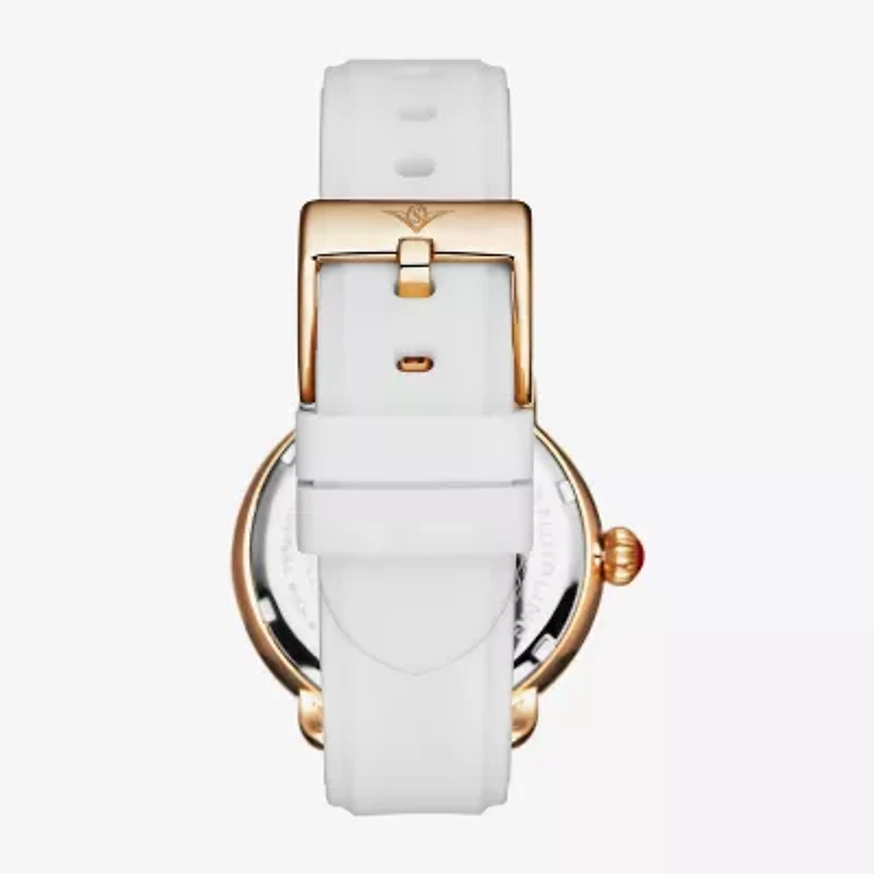 Stuhrling Womens White Leather Strap Watch 4068.3