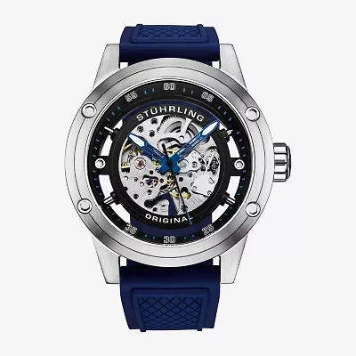 Stuhrling Mens Automatic Blue Strap Watch 4034.4