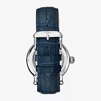 Stuhrling Mens Automatic Blue Leather Strap Watch