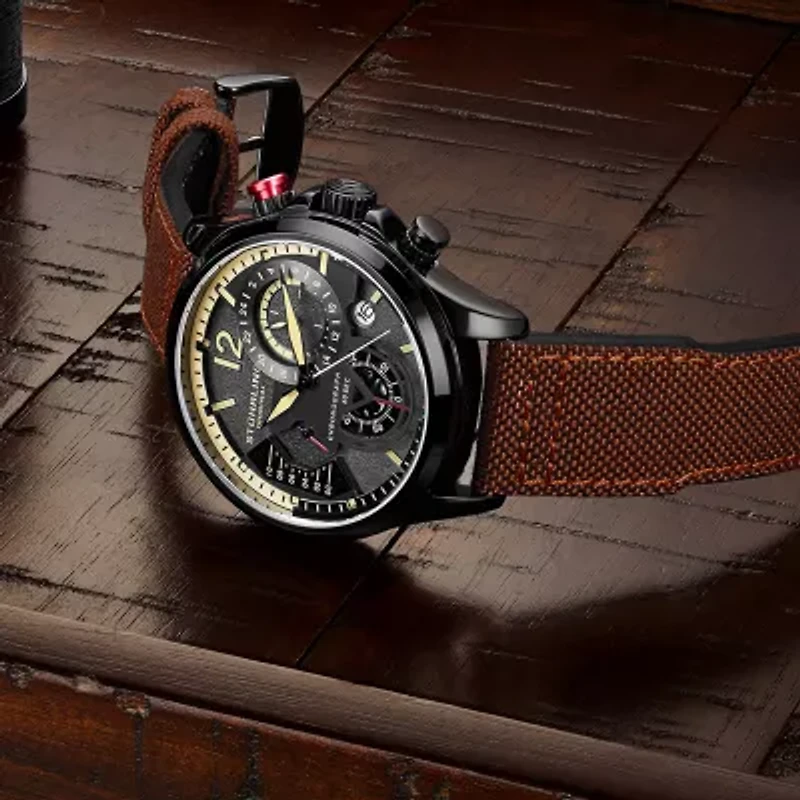 Stuhrling Mens Brown Leather Strap Watch 4029.4