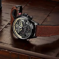 Stuhrling Mens Brown Leather Strap Watch 4029.4