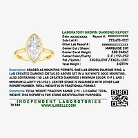 (E-F / Vs1-Vs2) Womens 3 CT. T.W. Lab Grown White Diamond 14K Gold Marquise Solitaire Engagement Ring