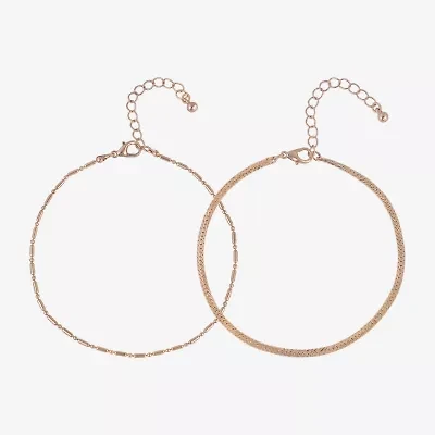 Bijoux Bar Womens 9 Inch Herringbone Ankle Bracelet