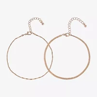 Bijoux Bar Womens 9 Inch Herringbone Ankle Bracelet