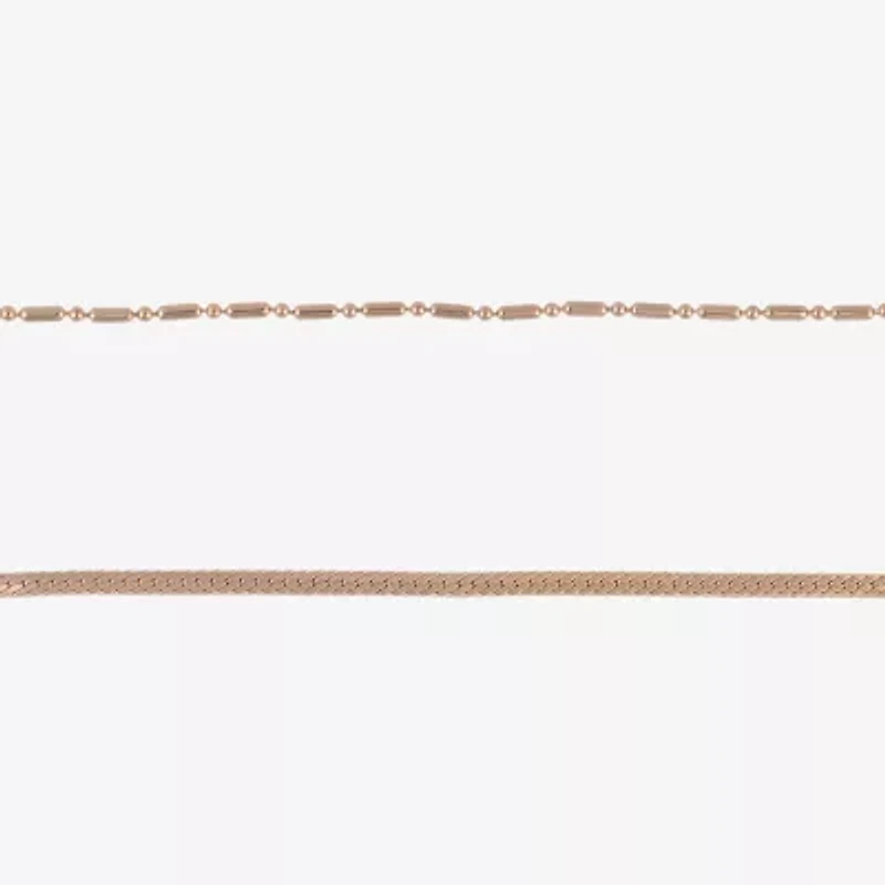 Bijoux Bar Womens 9 Inch Herringbone Ankle Bracelet
