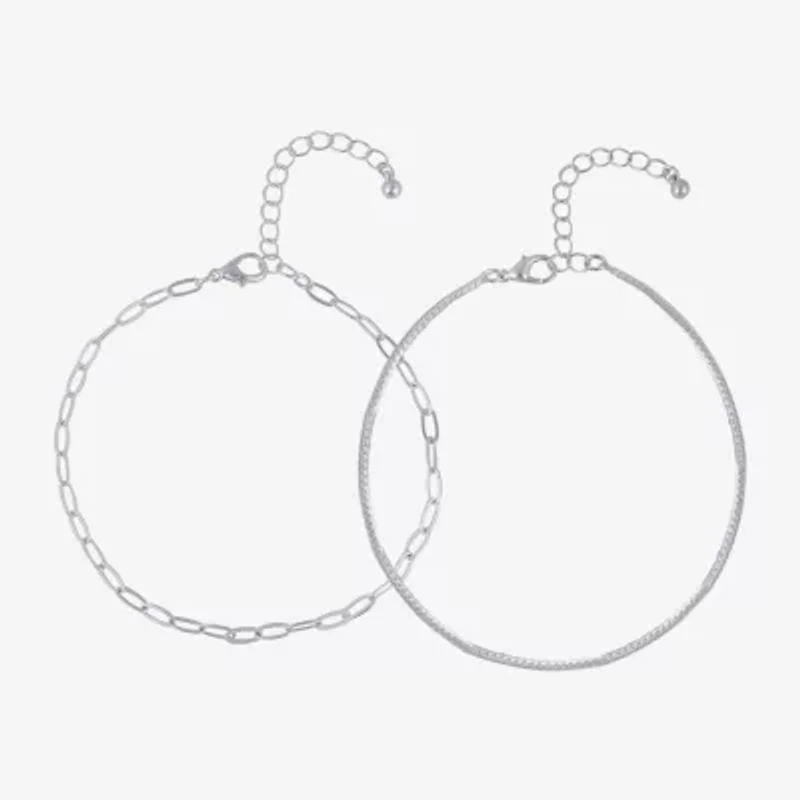 Bijoux Bar Womens 9 Inch Herringbone Ankle Bracelet