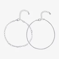 Bijoux Bar Womens 9 Inch Herringbone Ankle Bracelet