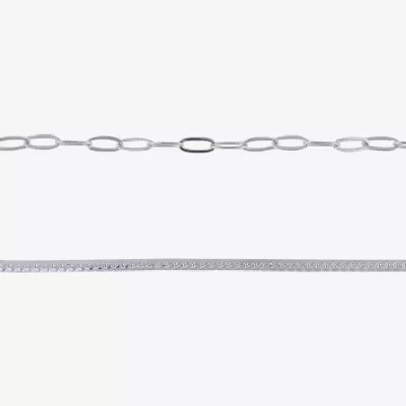 Bijoux Bar Womens 9 Inch Herringbone Ankle Bracelet