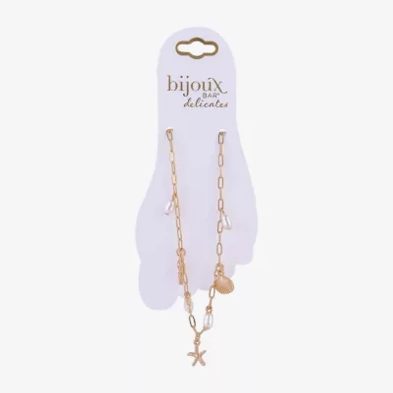 Bijoux Bar Shell Starfish Womens 9 Inch Cable Ankle Bracelet