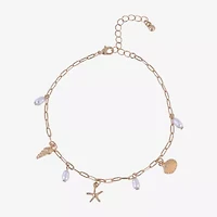 Bijoux Bar Shell Starfish Womens 9 Inch Cable Ankle Bracelet