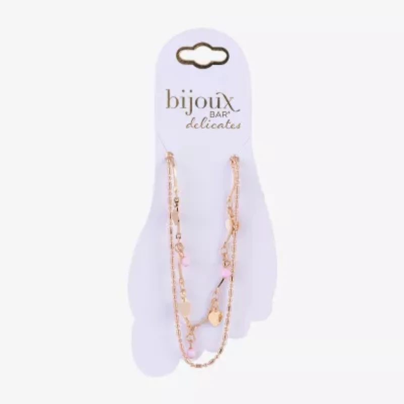 Bijoux Bar Womens 9 Inch Link Heart Ankle Bracelet