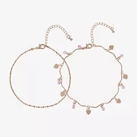 Bijoux Bar Womens 9 Inch Link Heart Ankle Bracelet