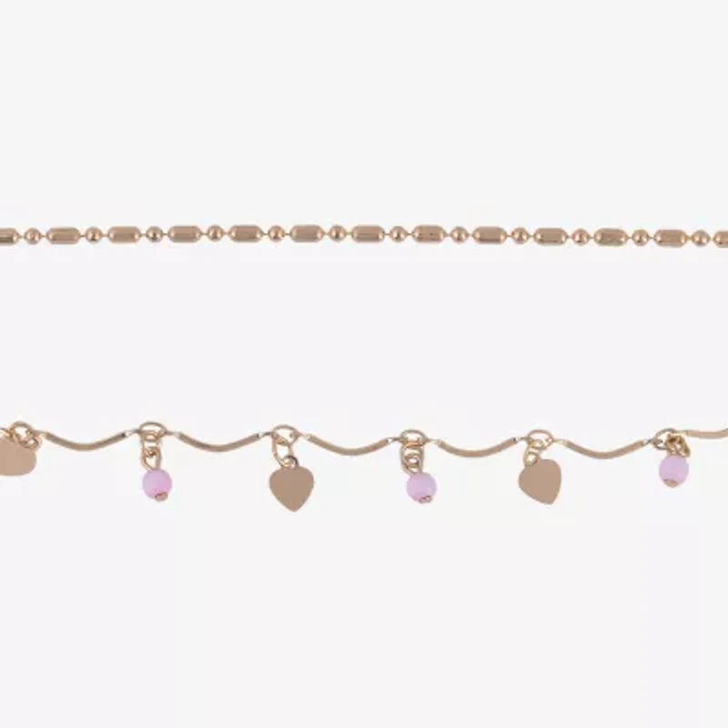 Bijoux Bar Womens 9 Inch Link Heart Ankle Bracelet