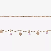 Bijoux Bar Womens 9 Inch Link Heart Ankle Bracelet