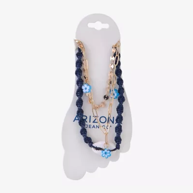Arizona Unisex 9 Inch Cable Flower Ankle Bracelet