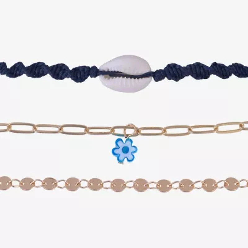 Arizona Unisex 9 Inch Cable Flower Ankle Bracelet