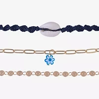 Arizona Unisex 9 Inch Cable Flower Ankle Bracelet