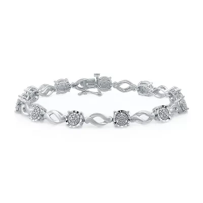Womens 1/10 CT. T.W. Natural White Diamond Sterling Silver 7.5 Inch Tennis Bracelet