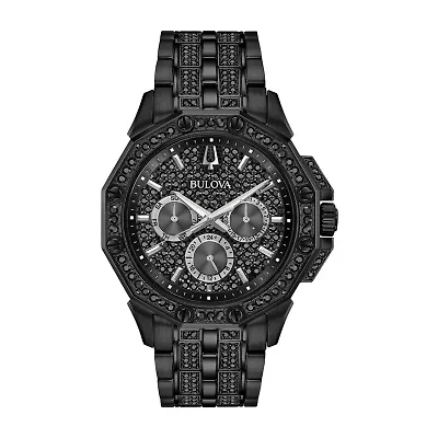 Bulova Octava Mens Black Stainless Steel Bracelet Watch 98c134