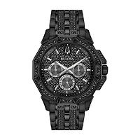 Bulova Octava Mens Black Stainless Steel Bracelet Watch 98c134