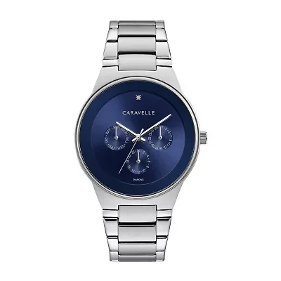 Caravelle Designed By Bulova Mens Silver Tone Stainless Steel Bracelet Watch 43d107