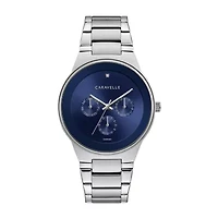 Caravelle Designed By Bulova Mens Silver Tone Stainless Steel Bracelet Watch 43d107