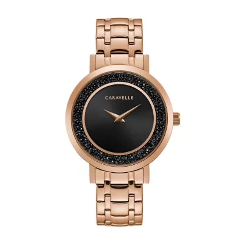 Caravelle Designed By Bulova Womens Rose Goldtone Stainless Steel Bracelet Watch 44l252