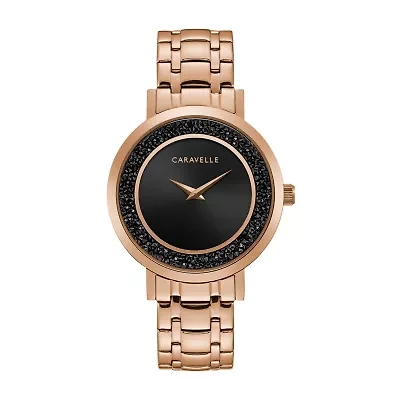 Caravelle Designed By Bulova Womens Rose Goldtone Stainless Steel Bracelet Watch 44l252