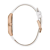 Caravelle Designed By Bulova Womens White Leather Strap Watch 44l251