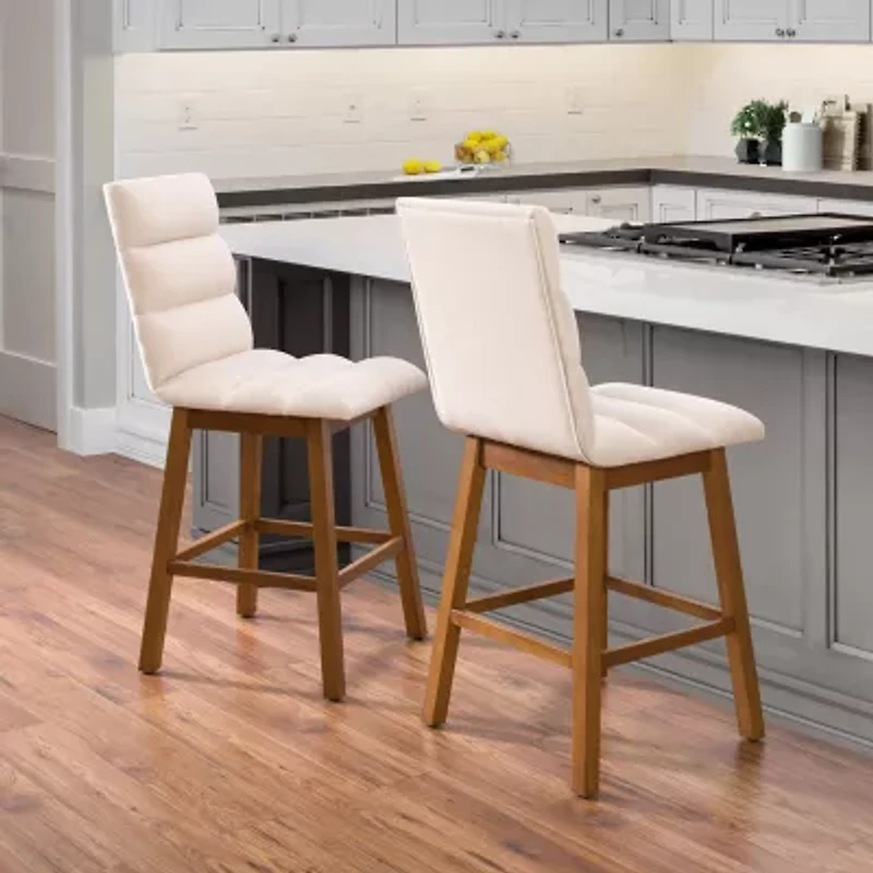 Corliving Boston Dining Collection 2-pc. Upholstered Tufted Bar Stool