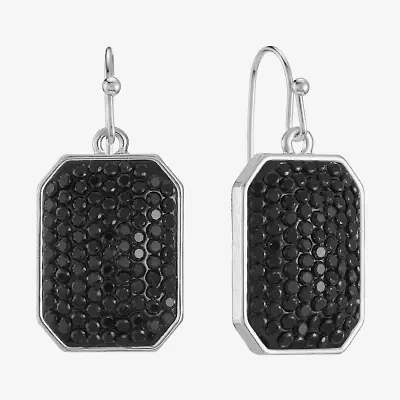 Mixit Silver Tone & Black Womens Black Drop Earrings
