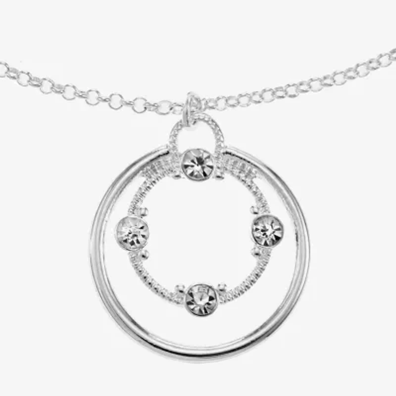 Liz Claiborne Silver Tone Pendant Necklace And Drop Earring Womens 2-pc. Jewelry Set