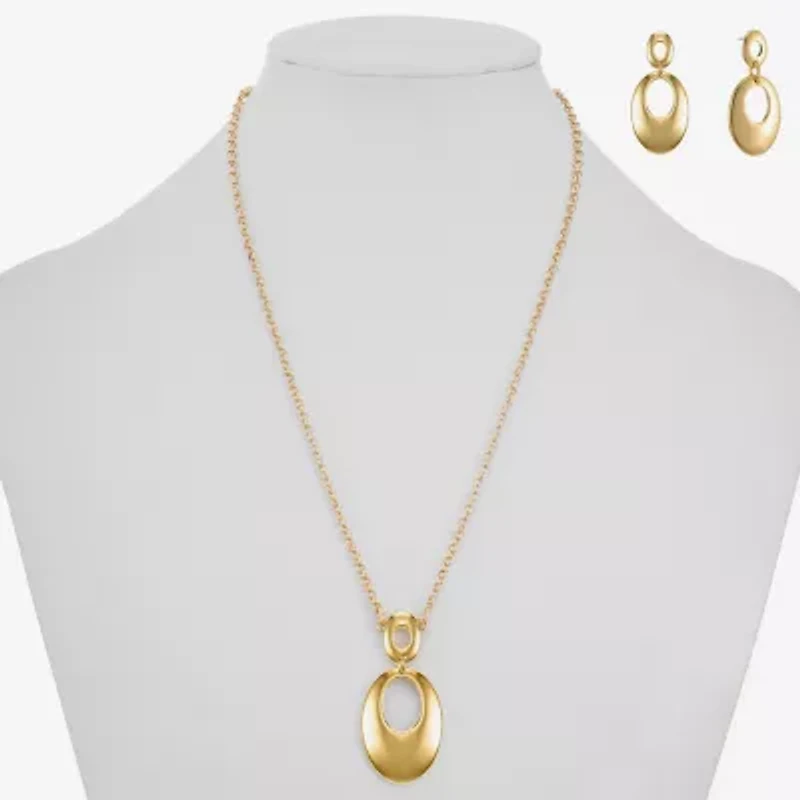 Liz Claiborne Pendant Necklace And Drop Earring Womens Oval 2-pc. Jewelry Set