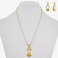Liz Claiborne Pendant Necklace And Drop Earring Womens Oval 2-pc. Jewelry Set