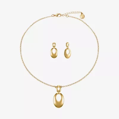 Liz Claiborne Pendant Necklace And Drop Earring Womens Oval 2-pc. Jewelry Set